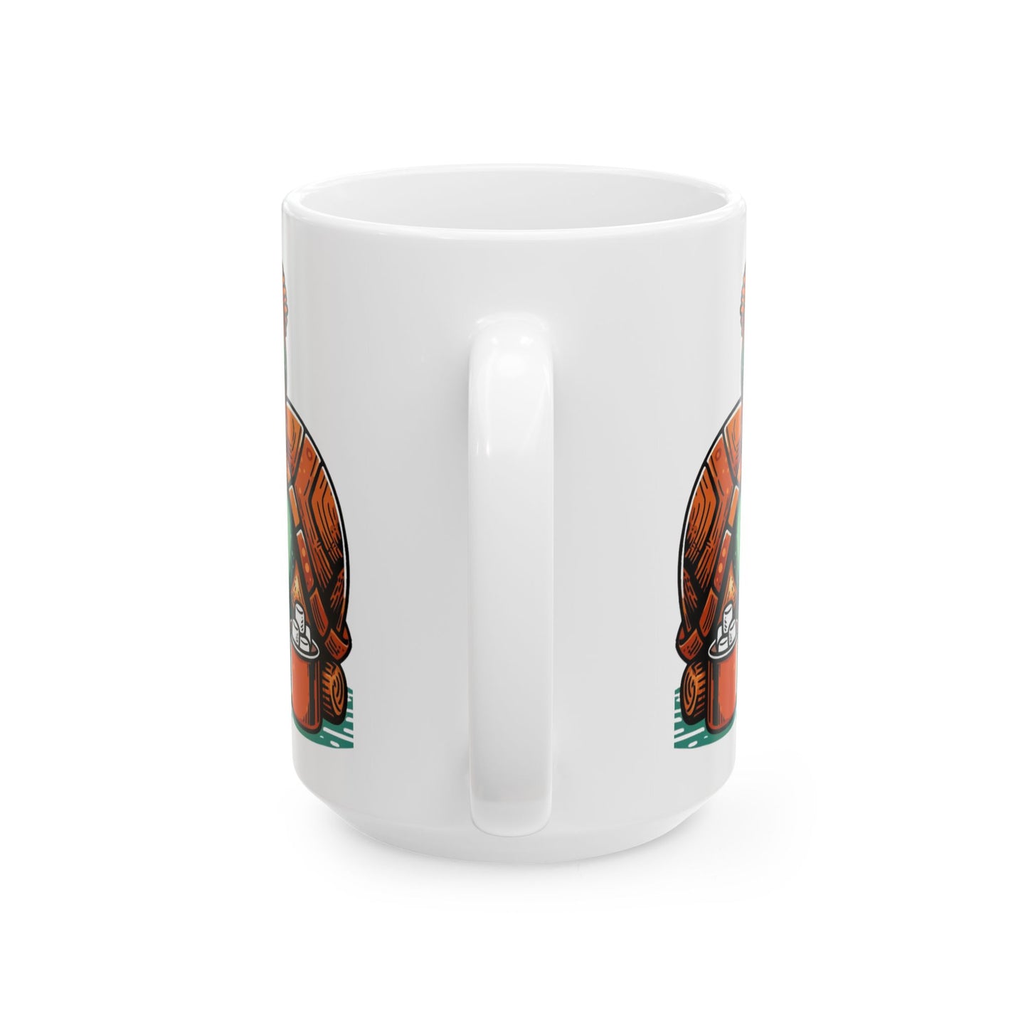 Cute Campfire Turtle Ceramic Mug (15oz)