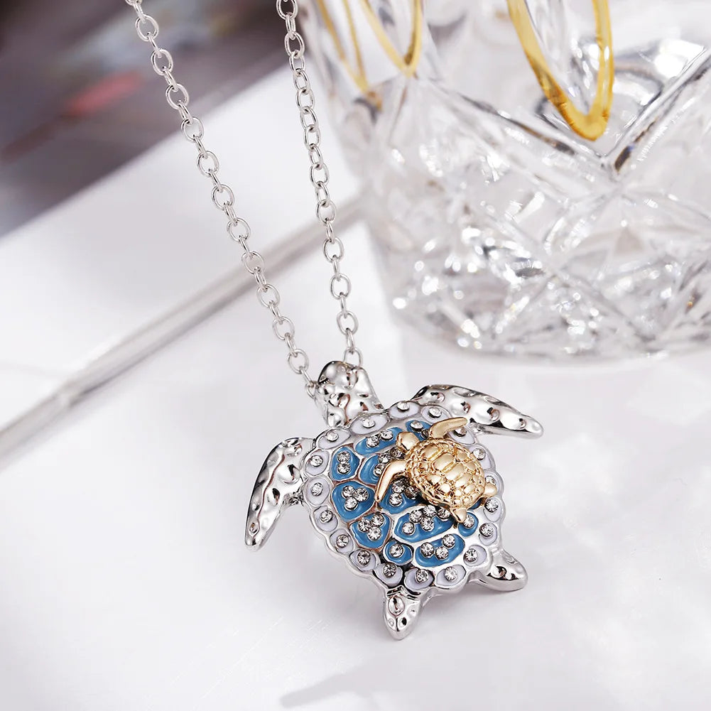Big & Small Turtle Pendant Necklace – Cute Ocean-Inspired Jewelry for Women