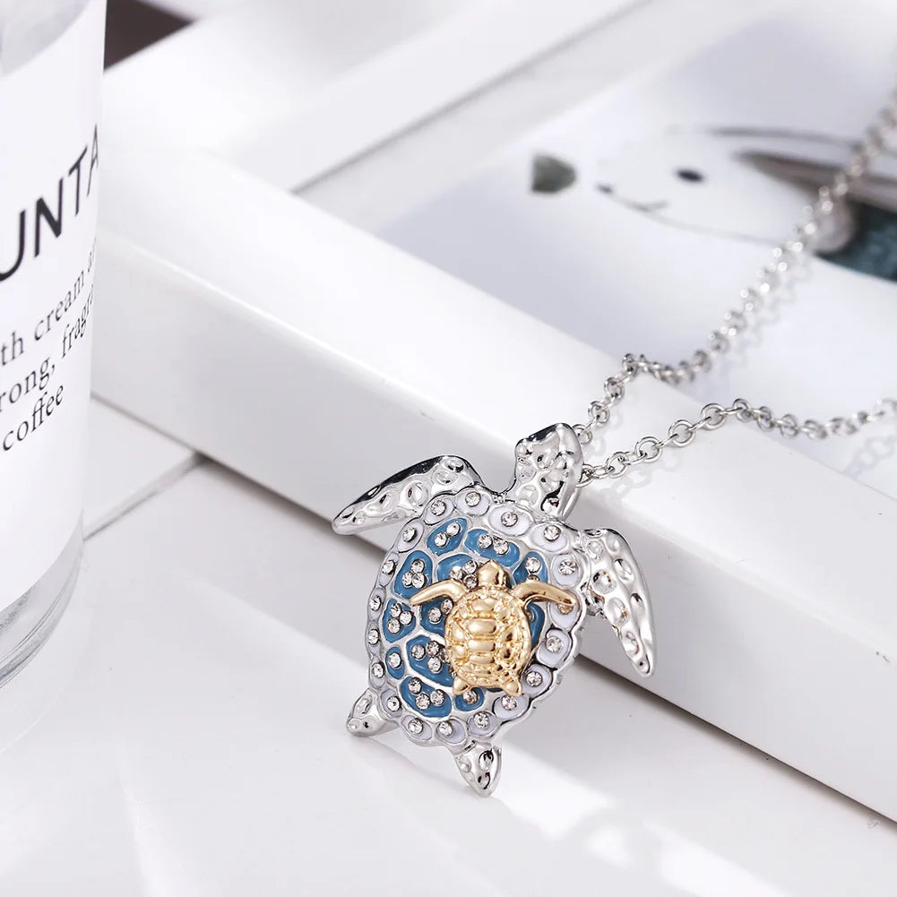 Big & Small Turtle Pendant Necklace – Cute Ocean-Inspired Jewelry for Women