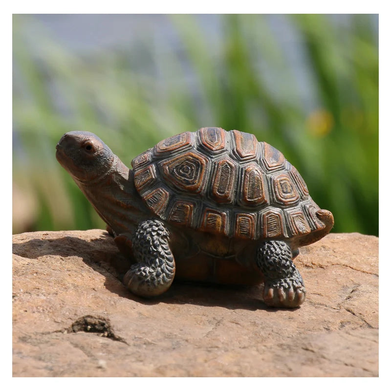 Small Realistic Tortoise Statue – Resin Garden Ornament