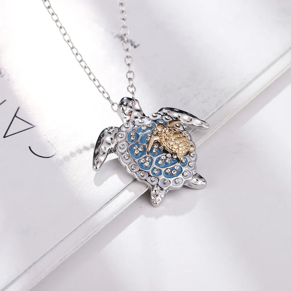 Big & Small Turtle Pendant Necklace – Cute Ocean-Inspired Jewelry for Women
