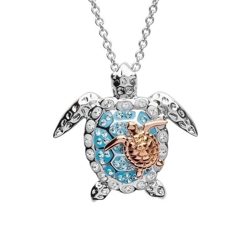 Big & Small Turtle Pendant Necklace – Cute Ocean-Inspired Jewelry for Women