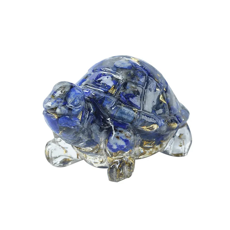 Crystal Turtle Figurines – Resin & Natural Stone Mini Ornaments (8 Variants)