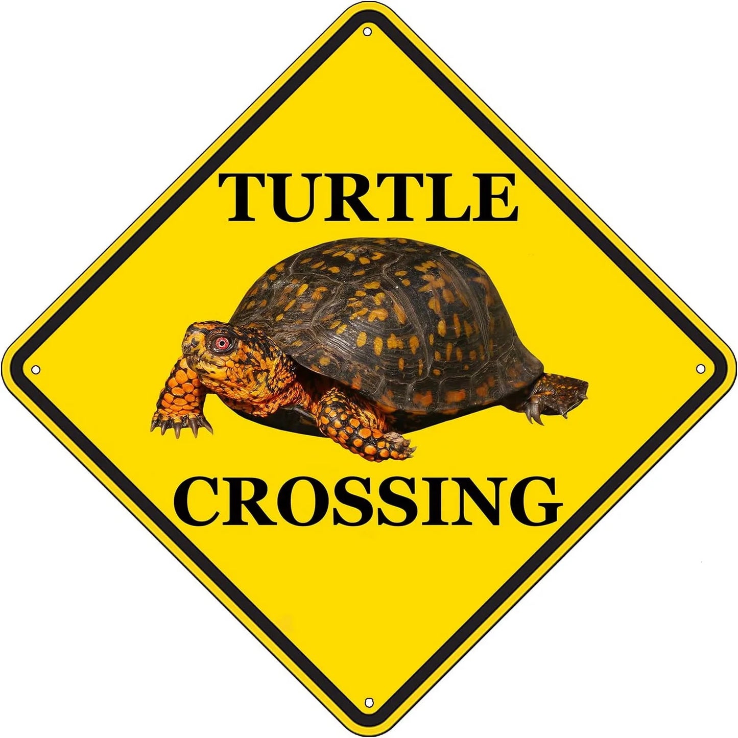 Turtle Crossing Sign – Eastern Box Turtle Metal Warning Sign for Yard or Driveway