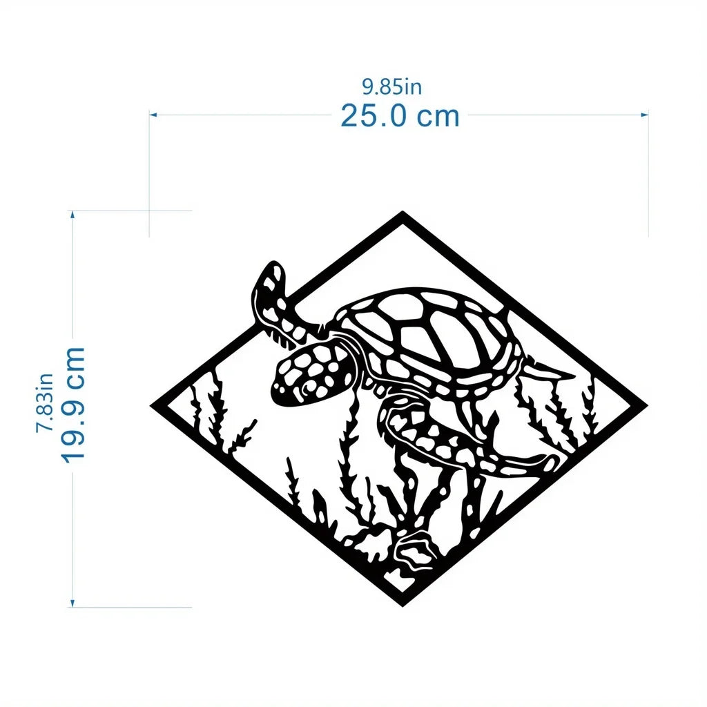 Ocean Drift Sea Turtle Metal Wall Art – Coastal Beach-Themed Decor