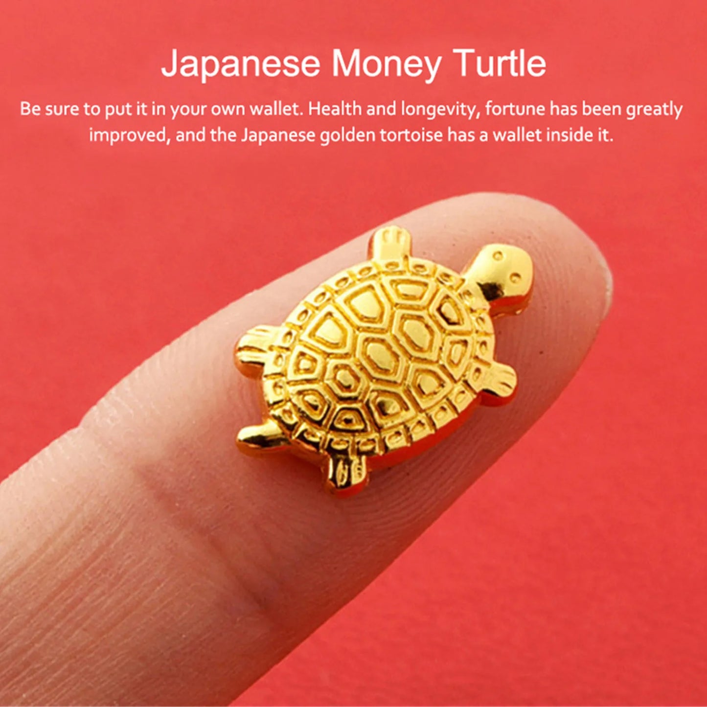 Golden Money Turtle – Japanese Feng Shui Wealth Charm for Wallet or Desk
