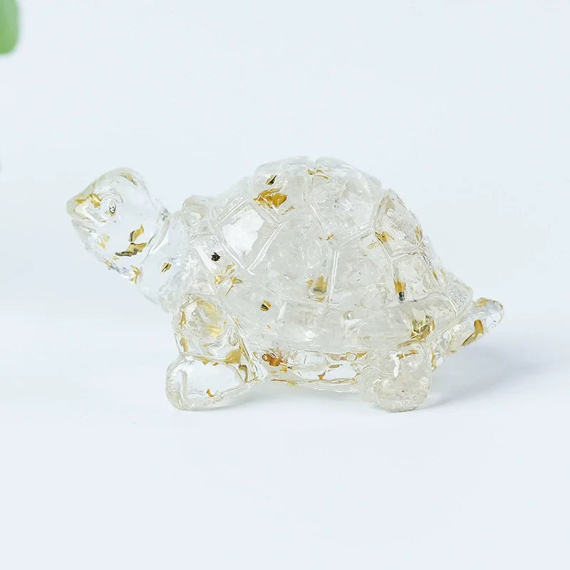 Crystal Turtle Figurines – Resin & Natural Stone Mini Ornaments (8 Variants)