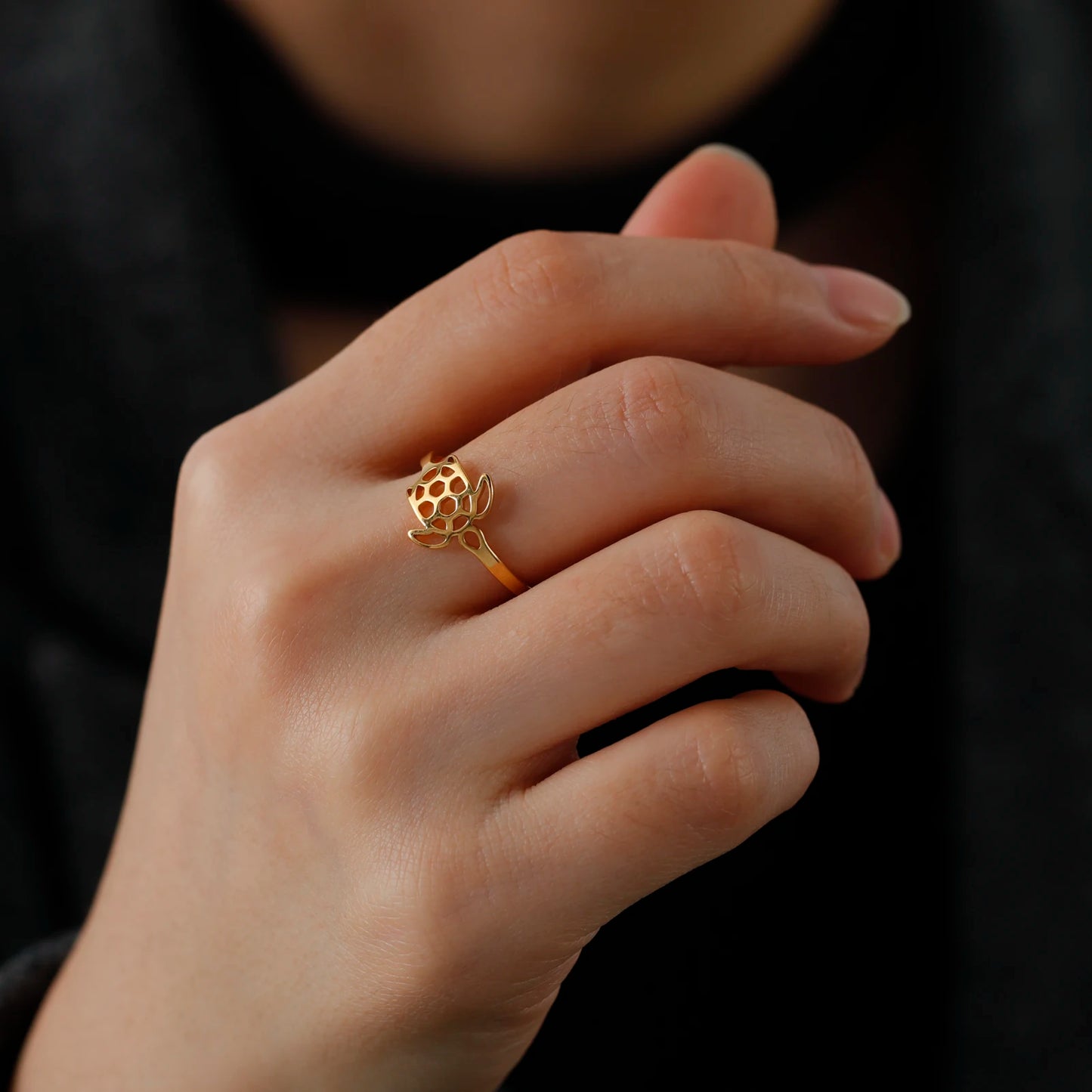 Elegant Turtle Gold Colored Ring