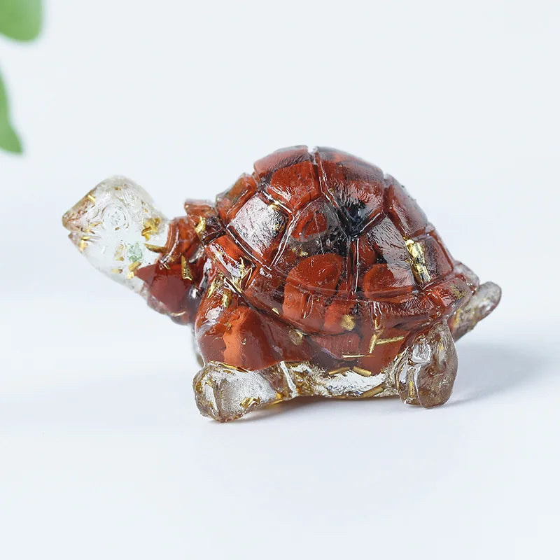 Crystal Turtle Figurines – Resin & Natural Stone Mini Ornaments (8 Variants)