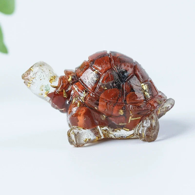 Crystal Turtle Figurines – Resin & Natural Stone Mini Ornaments (8 Variants)