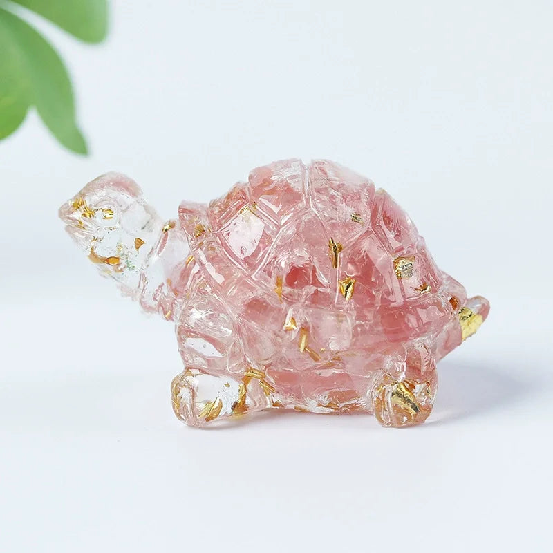 Crystal Turtle Figurines – Resin & Natural Stone Mini Ornaments (8 Variants)
