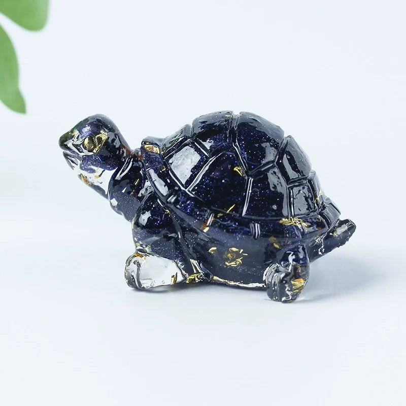 Crystal Turtle Figurines – Resin & Natural Stone Mini Ornaments (8 Variants)