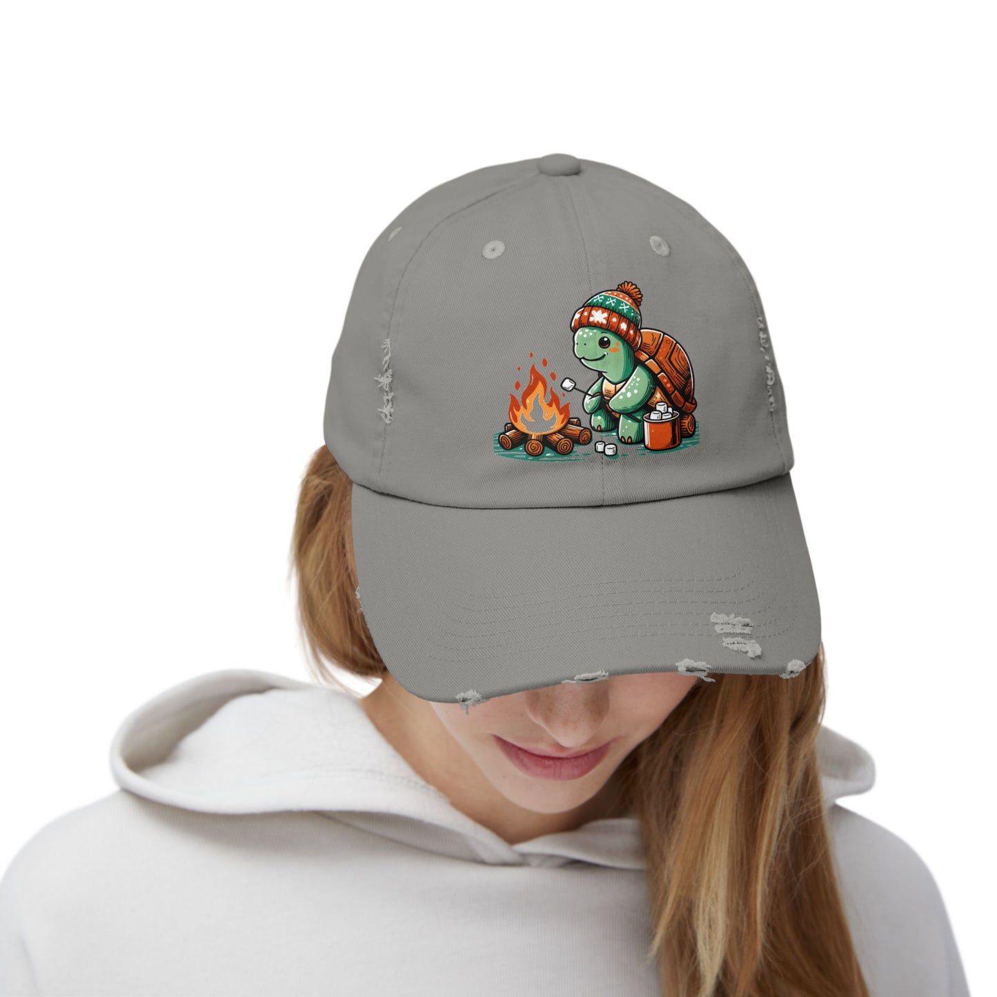 Cozy Campfire Turtle Distressed Hat