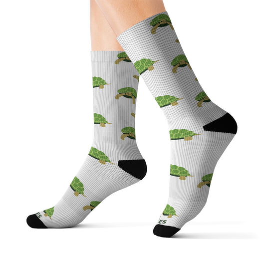 Tortoise Pattern Crew Socks - White