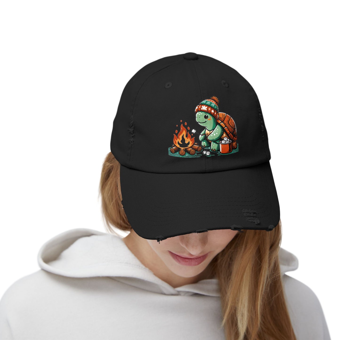 Cozy Campfire Turtle Distressed Hat