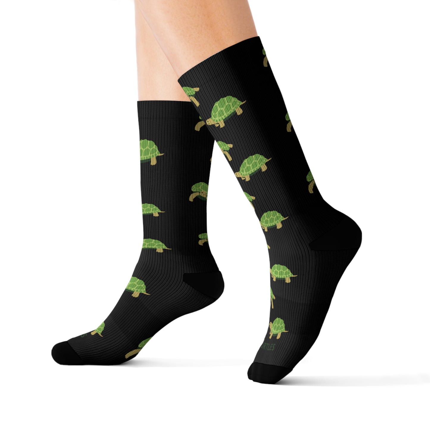 Tortoise Pattern Crew Socks - Black