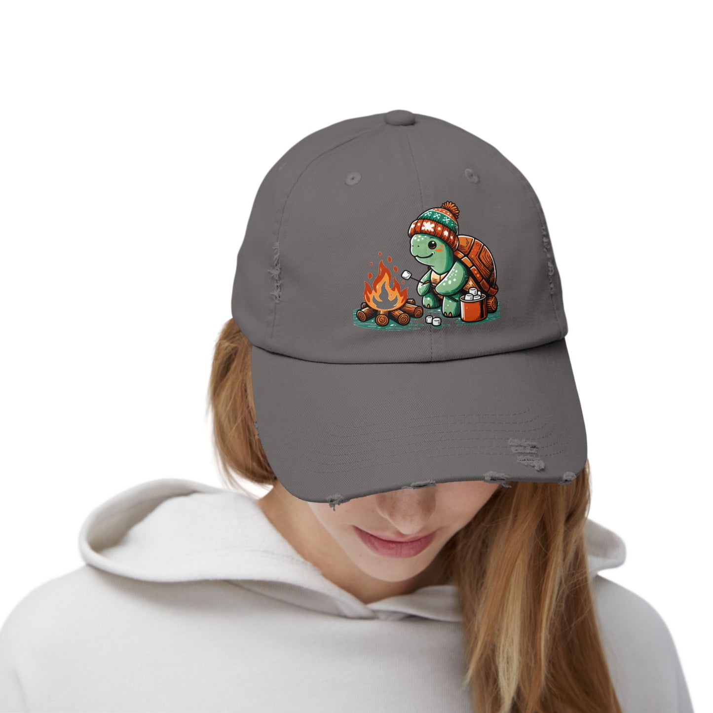 Cozy Campfire Turtle Distressed Hat