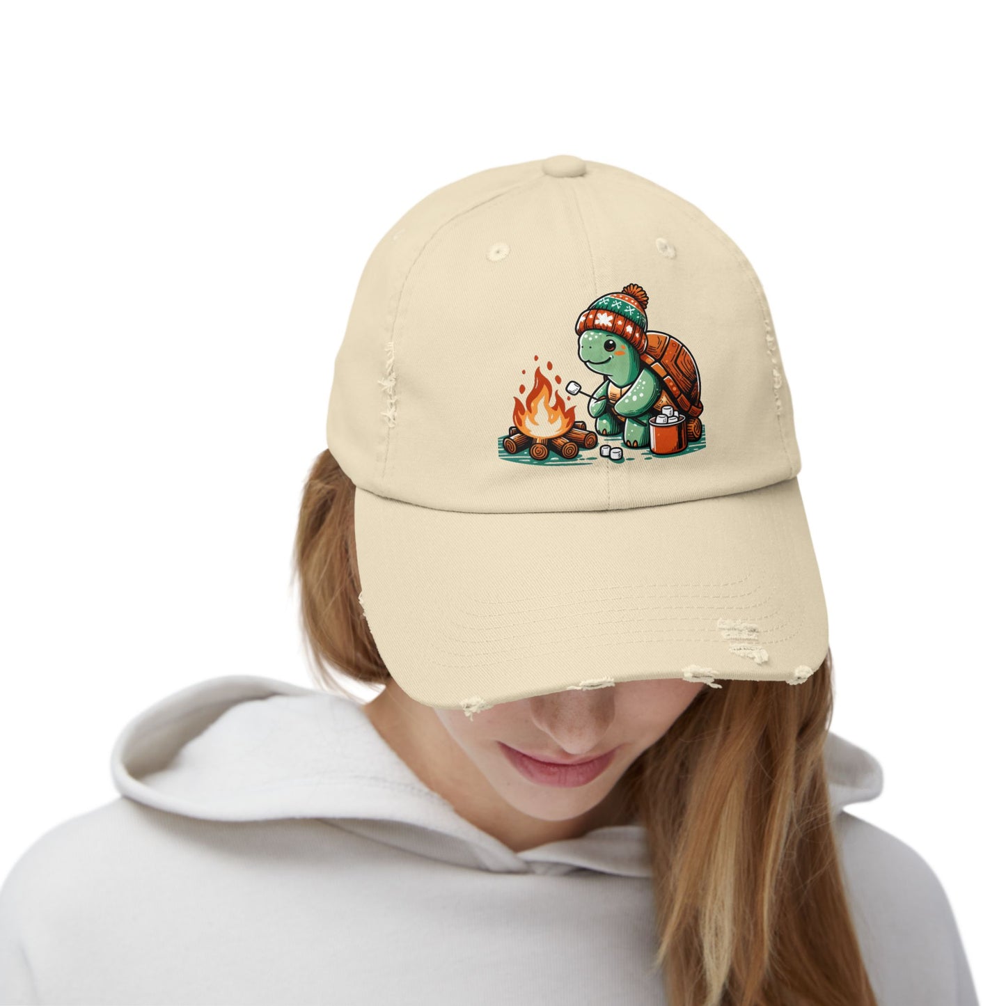 Cozy Campfire Turtle Distressed Hat