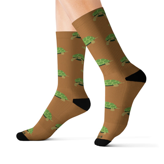 Tortoise Pattern Crew Socks - Brown