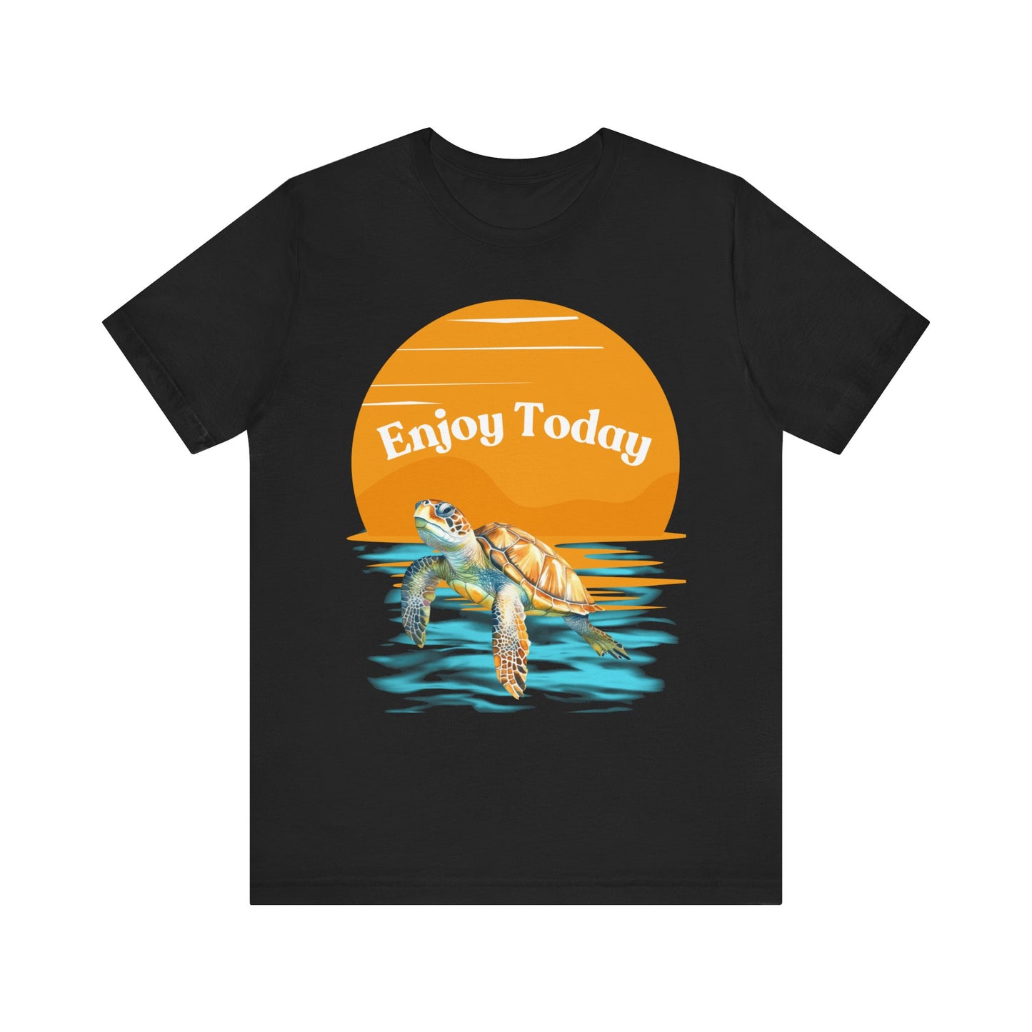 "Enjoy Today" Turtle Sunset Unisex Tee – Perfect for Ocean Lovers and Adventurers