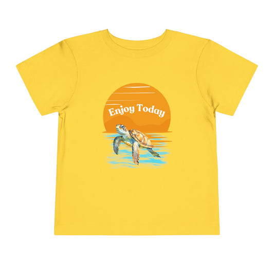 "Enjoy Today" Toddler Turtle Tee – Playful and Positive for Little Ocean Lovers