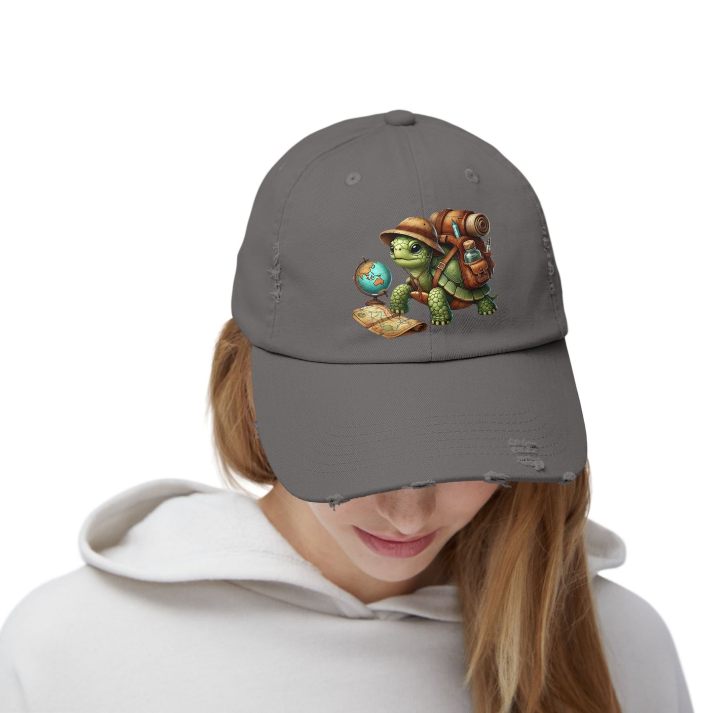 World Explorer Turtle Distressed Hat