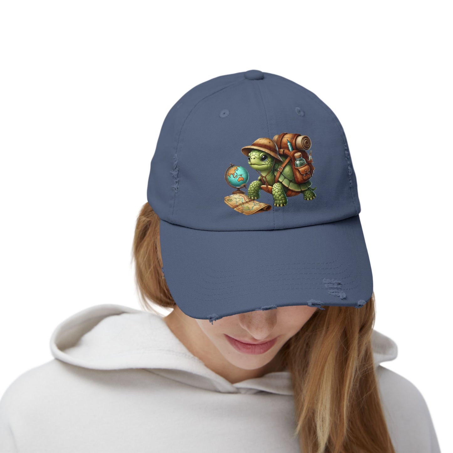 World Explorer Turtle Distressed Hat