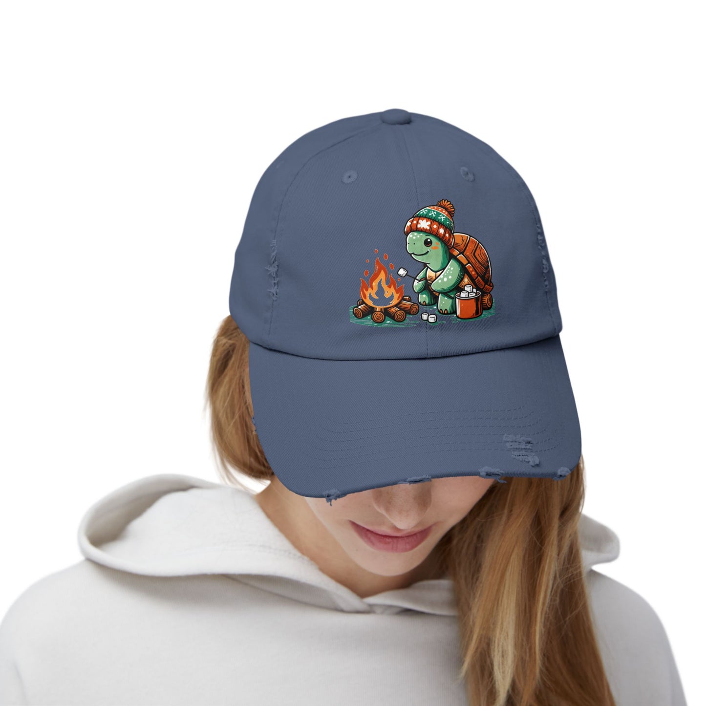 Cozy Campfire Turtle Distressed Hat