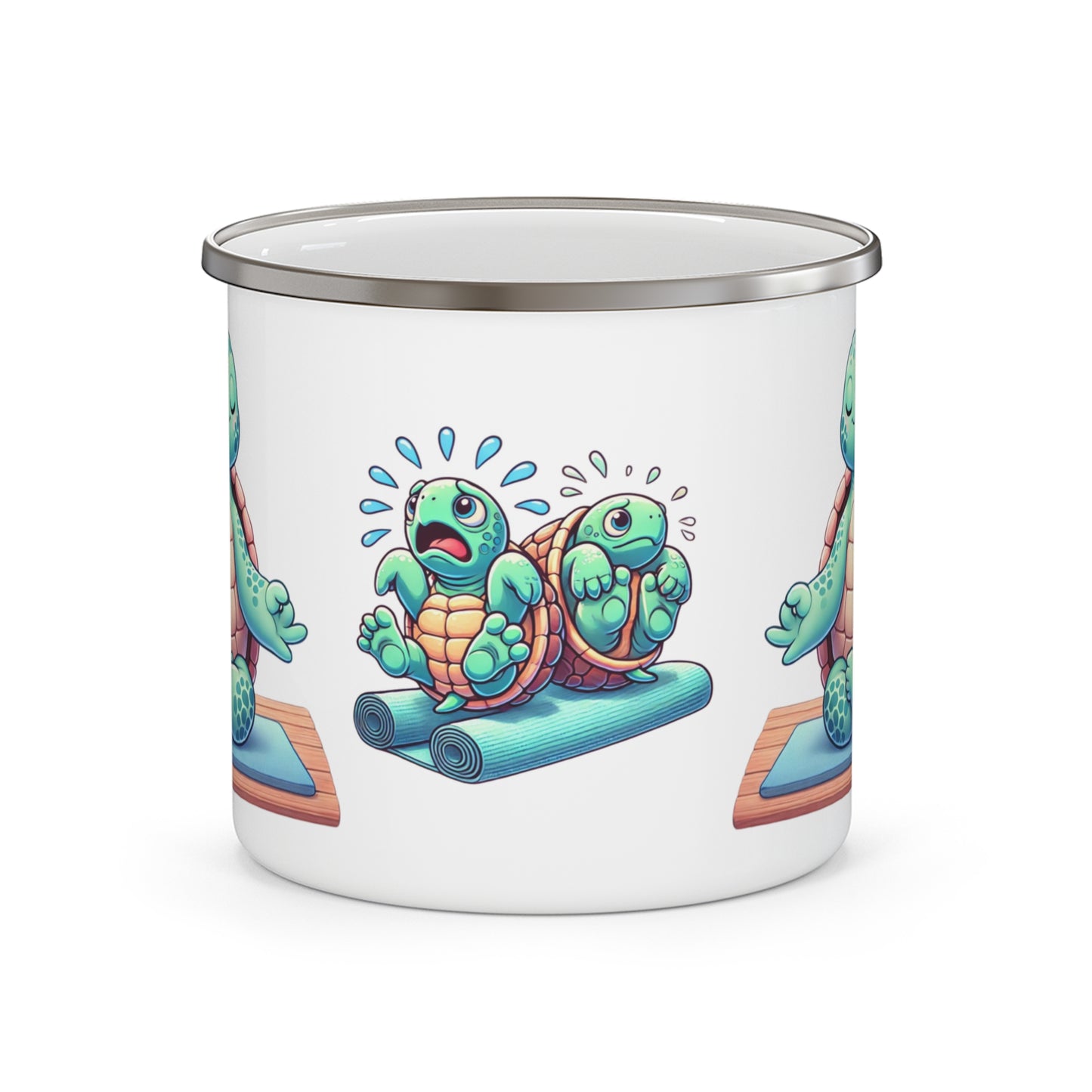 Zen & Restless Turtle Enamel Mug – Embrace Every Moment