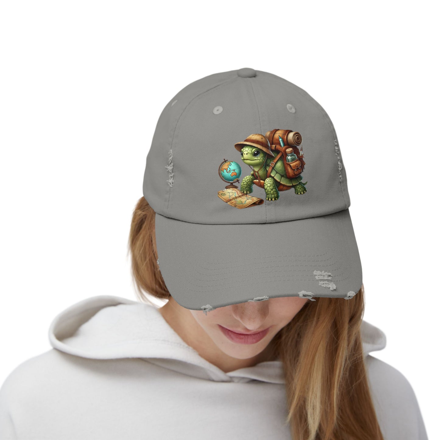 World Explorer Turtle Distressed Hat