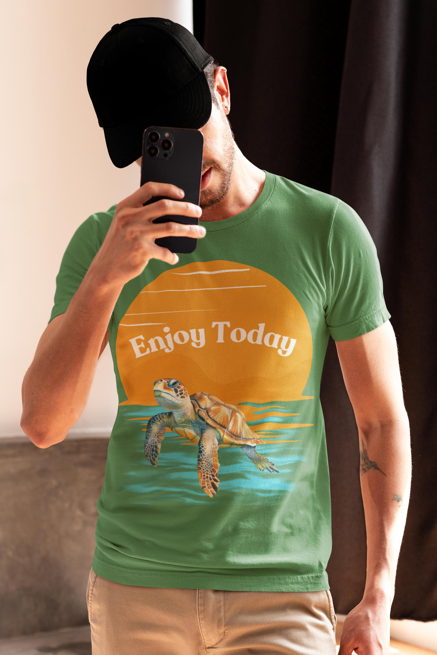 "Enjoy Today" Turtle Sunset Unisex Tee – Perfect for Ocean Lovers and Adventurers