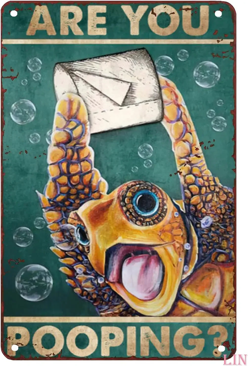 “Are You Pooping?” Turtle Bathroom Sign - Funny Vintage Wall Art – All ...