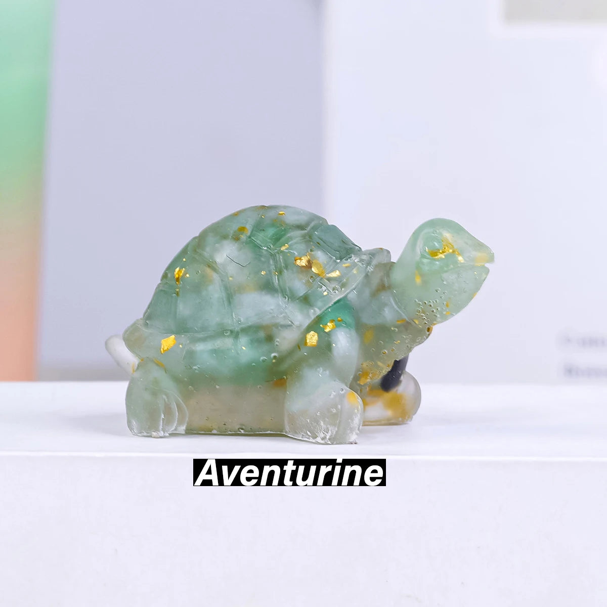 Crystal Turtle Figurines – Resin & Natural Stone Mini Ornaments (8 Variants)