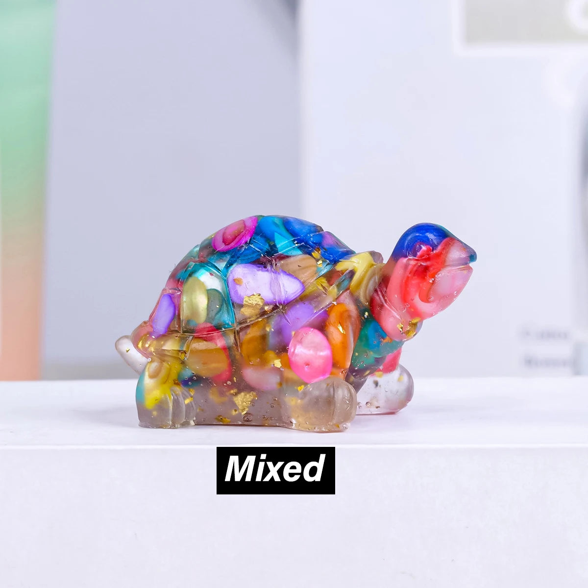 Crystal Turtle Figurines – Resin & Natural Stone Mini Ornaments (8 Variants)