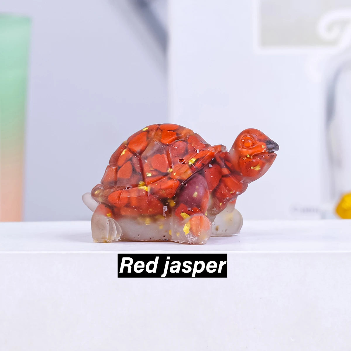 Crystal Turtle Figurines – Resin & Natural Stone Mini Ornaments (8 Variants)