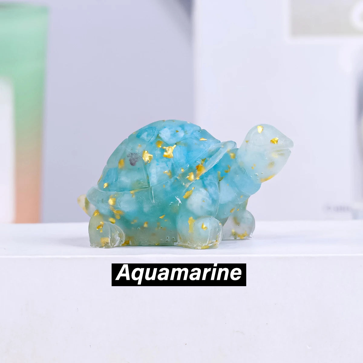 Crystal Turtle Figurines – Resin & Natural Stone Mini Ornaments (8 Variants)