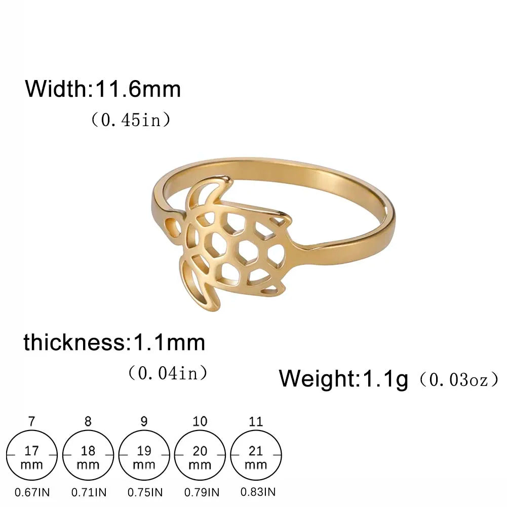 Elegant Turtle Gold Ring - Stainless Steel Edition