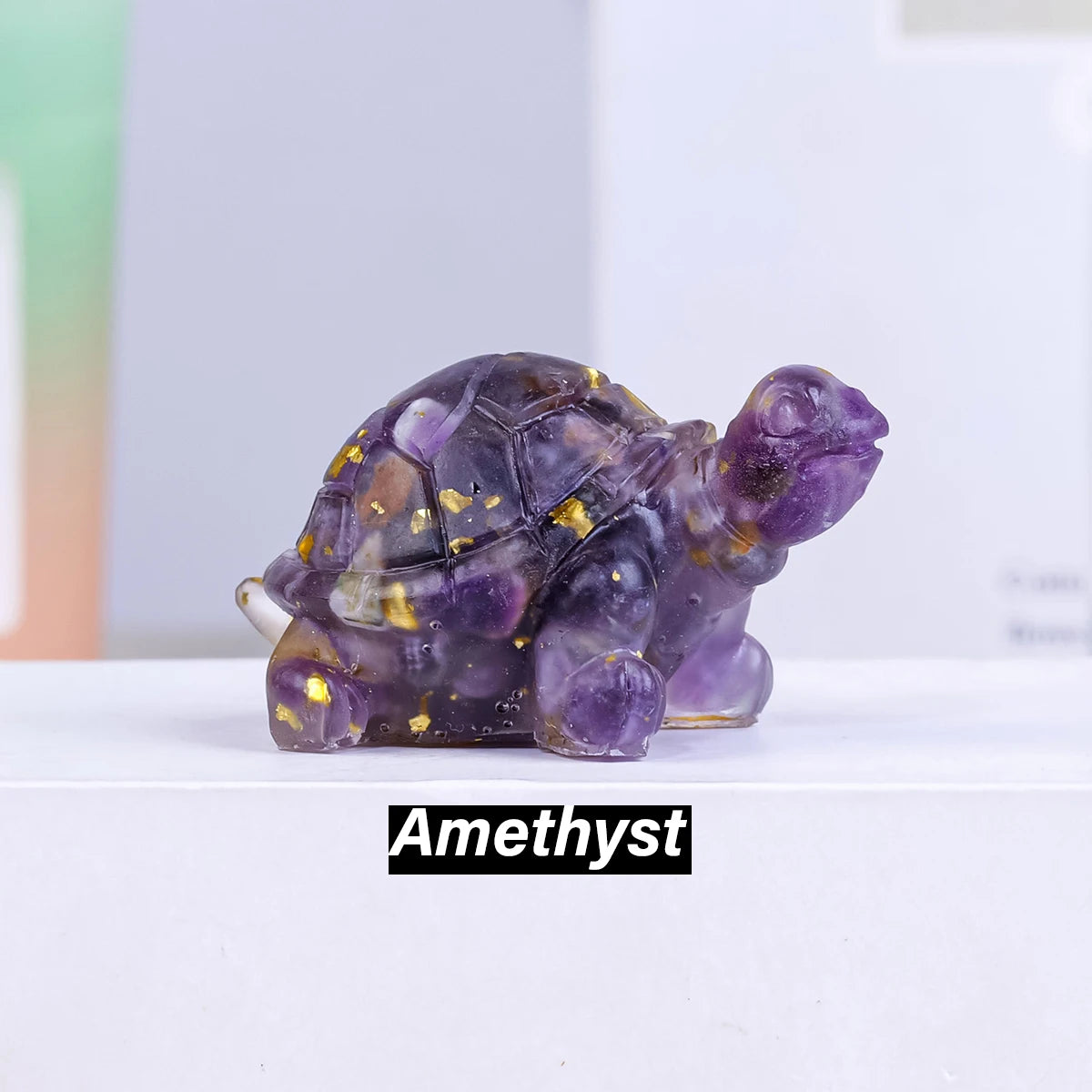 Crystal Turtle Figurines – Resin & Natural Stone Mini Ornaments (8 Variants)