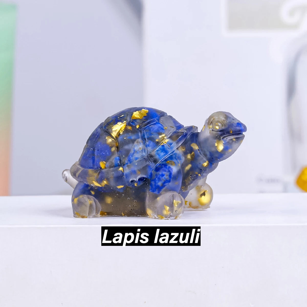 Crystal Turtle Figurines – Resin & Natural Stone Mini Ornaments (8 Variants)