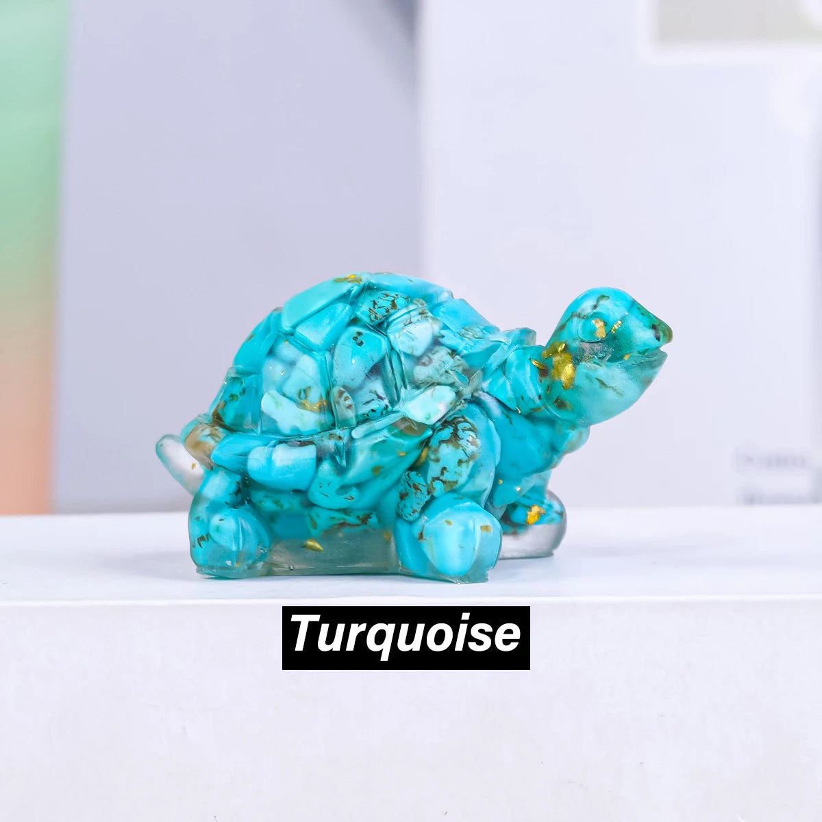 Crystal Turtle Figurines – Resin & Natural Stone Mini Ornaments (8 Variants)