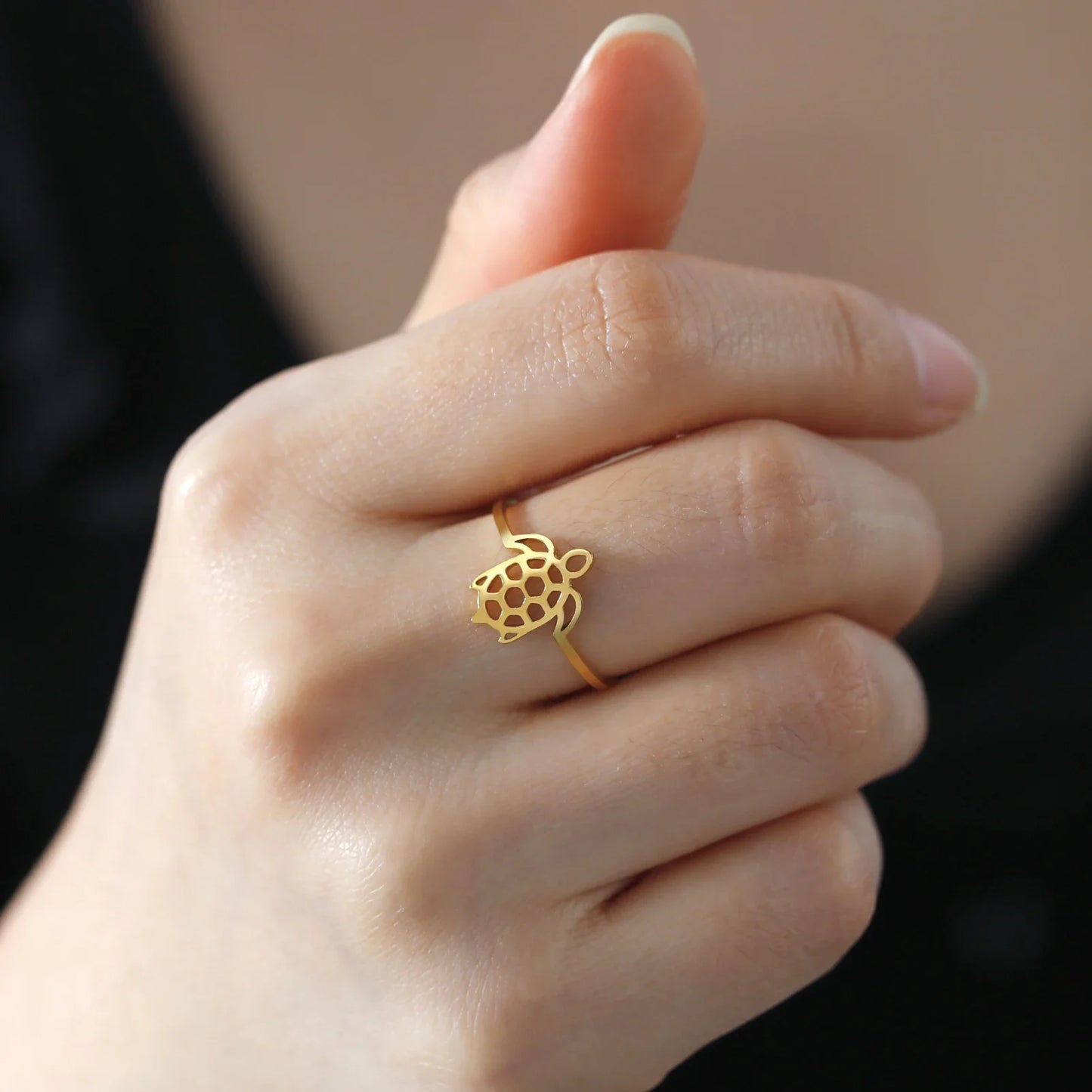 Adjustable Turtle Ring - Gold Edition